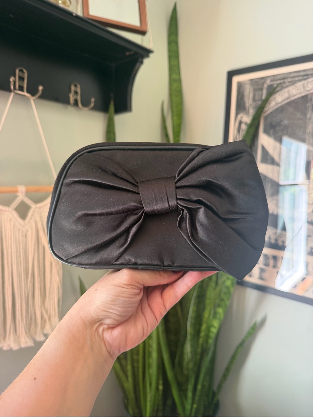 Dior Satin Bow Cosmetic Bag in Black NWOT